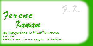ferenc kaman business card